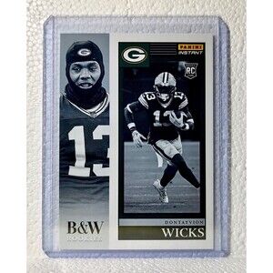 Dontayvion Wicks 2023 Panini NFL #29 Black & White Rookies Card Packers 1/216